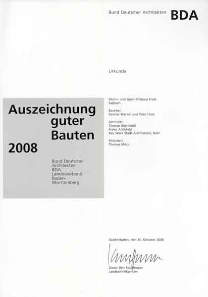 Auszeichnung guter Bauten 2008